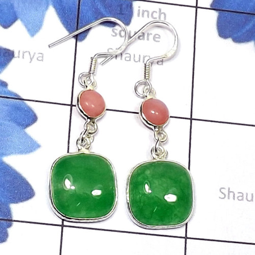 Canadian Green Jade A - BZE893-Canadian Green Jade with Other Gemstone 925 Silver Trend