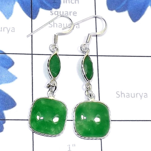 Canadian Green Jade B - BZE893-Canadian Green Jade with Other Gemstone 925 Silver Trend