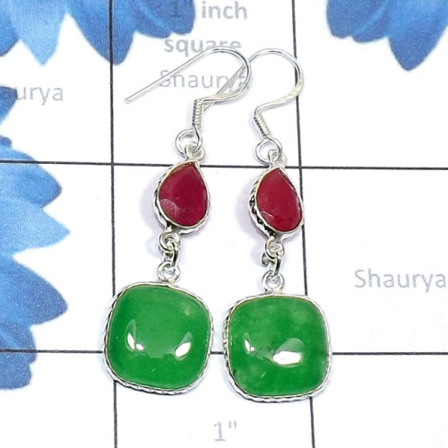 Canadian Green Jade C - BZE893-Canadian Green Jade with Other Gemstone 925 Silver Trend