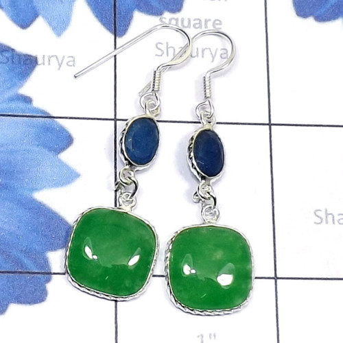 Canadian Green Jade D - BZE893-Canadian Green Jade with Other Gemstone 925 Silver Trend