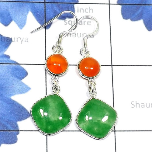 Canadian Green Jade O - BZE893-Canadian Green Jade with Other Gemstone 925 Silver Trend