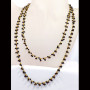 36 inch Titanium Quartz A - BDN972-Genuine Cut Beads 36 inch Brass Gold Plated Necklace