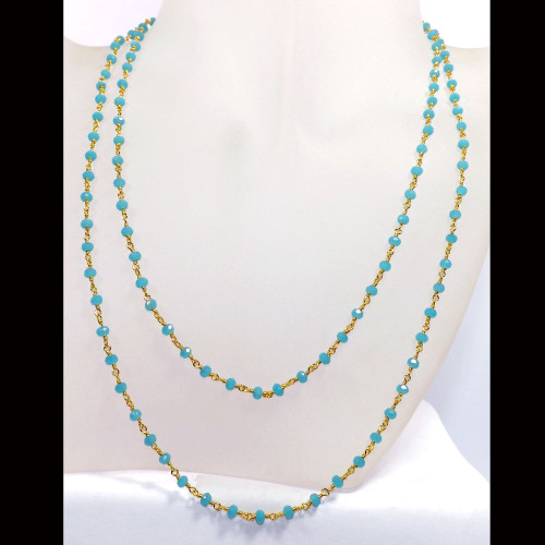 36 inch Chalcedony Hydro B - BDN970-36 inch Brass Gold Plated Vermeil Lab Created Hydro Beads 36 inch Chalcedony Hydro B - BDN970-36 inch Brass Gold Plated Vermeil Lab Created Hydro Beads