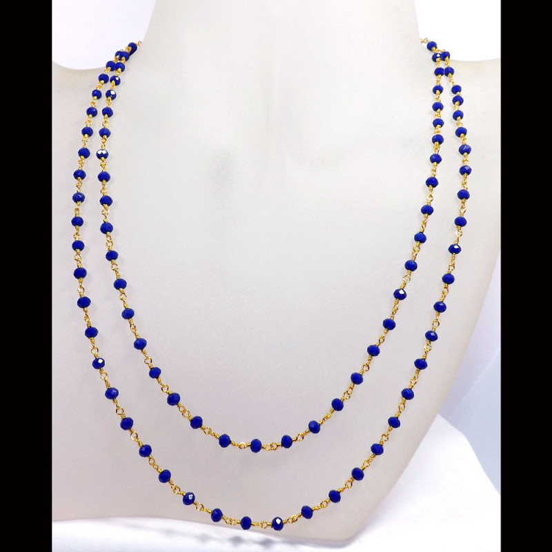 36 inch Blue Hydro G - BDN970-36 inch Brass Gold Plated Vermeil Lab Created Hydro Beads 36 inch Blue Hydro G - BDN970-36 inch Brass Gold Plated Vermeil Lab Created Hydro Beads