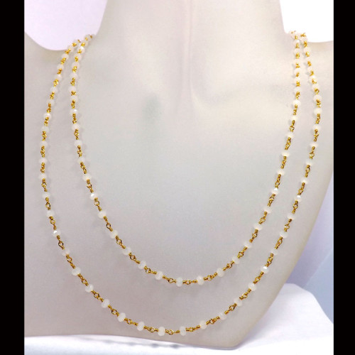 36 inch White Hydro H - BDN970-36 inch Brass Gold Plated Vermeil Lab Created Hydro Beads 36 inch White Hydro H - BDN970-36 inch Brass Gold Plated Vermeil Lab Created Hydro Beads