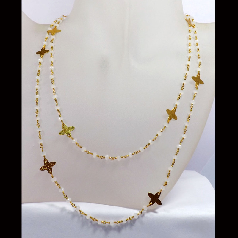 36 inch White Hydro B - BDN969-Beautiful Design Brass Gold Plated Cut Hydro Beads Fancy 36 inch White Hydro B - BDN969-Beautiful Design Brass Gold Plated Cut Hydro Beads Fancy
