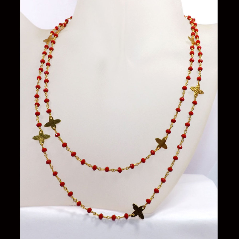 36 inch Red Hydro C - BDN969-Beautiful Design Brass Gold Plated Cut Hydro Beads Fancy 36 inch Red Hydro C - BDN969-Beautiful Design Brass Gold Plated Cut Hydro Beads Fancy