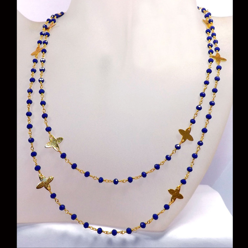 36 inch Blue Hydro D - BDN969-Beautiful Design Brass Gold Plated Cut Hydro Beads Fancy 36 inch Blue Hydro D - BDN969-Beautiful Design Brass Gold Plated Cut Hydro Beads Fancy