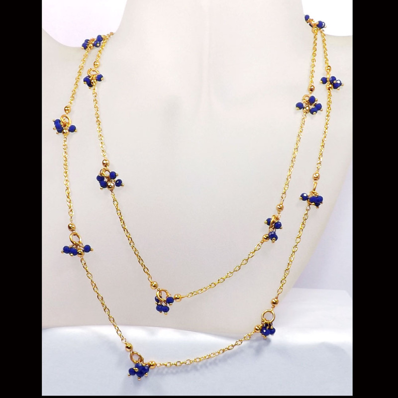 36 inch Blue Hydro O - BDN967-Gold Plated Brass Vermeil Cut Hydro Beads 36 inch Necklac 36 inch Blue Hydro O - BDN967-Gold Plated Brass Vermeil Cut Hydro Beads 36 inch Necklac