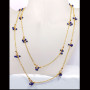 36 inch Blue Hydro O - BDN967-Gold Plated Brass Vermeil Cut Hydro Beads 36 inch Necklac