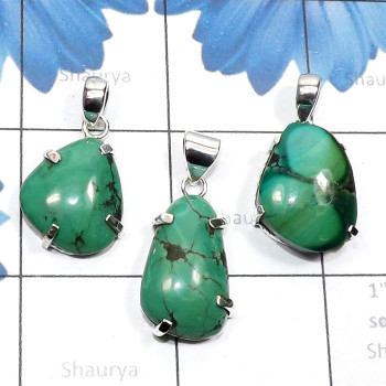 3 Pcs Tibet Turquoise A - SVP870-Rough Tibet Turquoise 3 Pcs 925 Silver Prong Setting Whol 3 Pcs Tibet Turquoise A - SVP870-Rough Tibet Turquoise 3 Pcs 925 Silver Prong Setting Whol