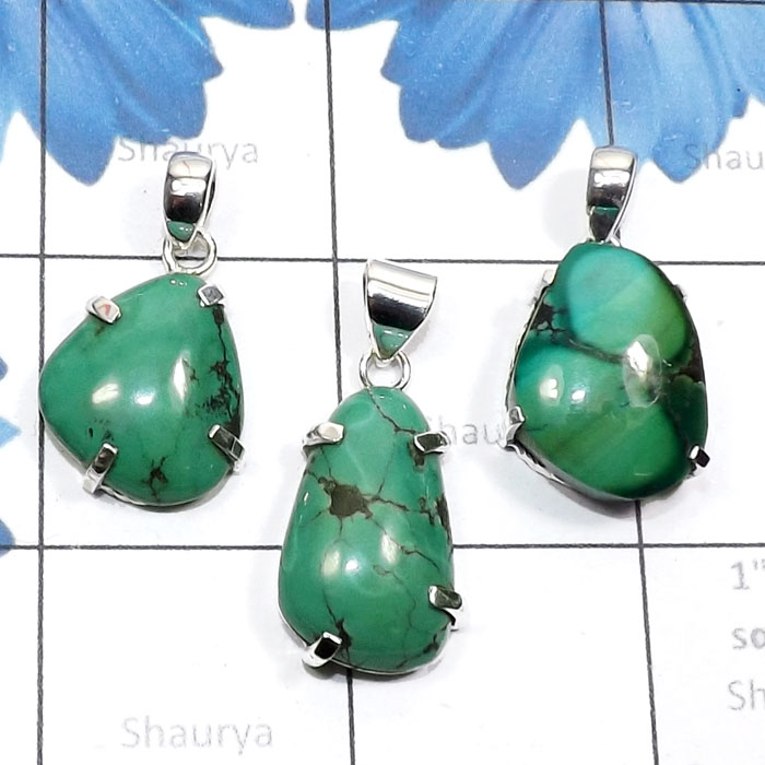 3 Pcs Tibet Turquoise A - SVP870-Rough Tibet Turquoise 3 Pcs 925 Silver Prong Setting Whol 3 Pcs Tibet Turquoise A - SVP870-Rough Tibet Turquoise 3 Pcs 925 Silver Prong Setting Whol