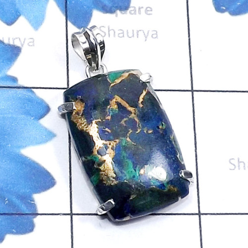 Mohave Azurite A - SSP996-Mohave Azurite, Mohave Apatite, Charoite, 925 Silver Manu