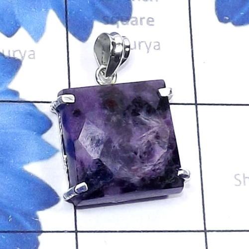 Charoite Cut O - SSP996-Mohave Azurite, Mohave Apatite, Charoite, 925 Silver Manu
