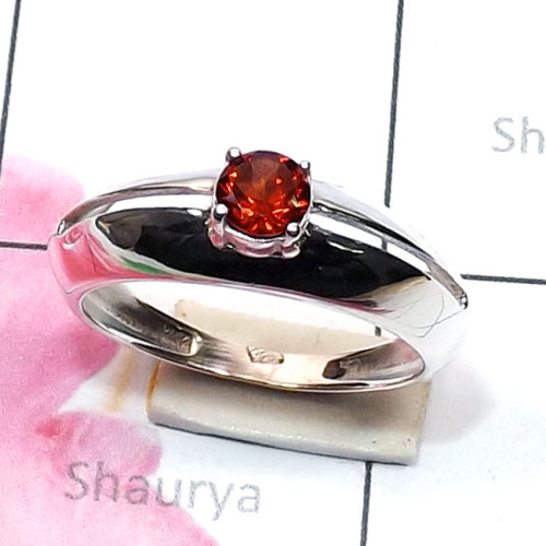 Garnet O - SCR903-Small Size Cut Gemstone 925 Silver Beautiful Design Casti