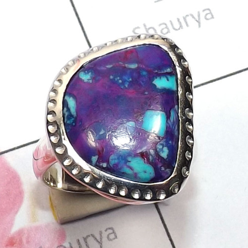 Purple Turquoise C - RSS999-2015 New Design Ring with Sterling 925 Silver n Genuine G