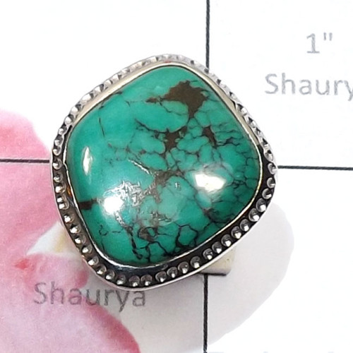 Tibet Turquoise O - RSS999-2015 New Design Ring with Sterling 925 Silver n Genuine G