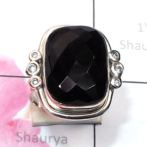 Black Onyx Cut D - RSS998-Semiprecious Cut n Cab Gemstone 925 Silver New Year Shaul