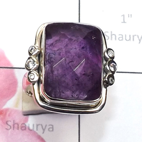 Amethyst Cut F - RSS998-Semiprecious Cut n Cab Gemstone 925 Silver New Year Shaul