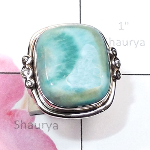 Larimar G - RSS998-Semiprecious Cut n Cab Gemstone 925 Silver New Year Shaul