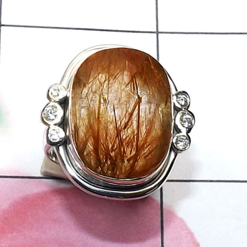 Bio Rutile I - RSS998-Semiprecious Cut n Cab Gemstone 925 Silver New Year Shaul