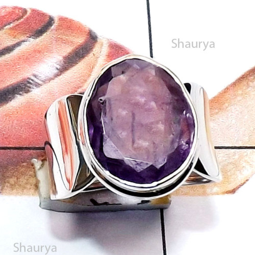 Amethyst Cut D - RSS996-Genuine Cut n Cab Gemstone Made in 925 Silver Handmade St Amethyst Cut D - RSS996-Genuine Cut n Cab Gemstone Made in 925 Silver Handmade St