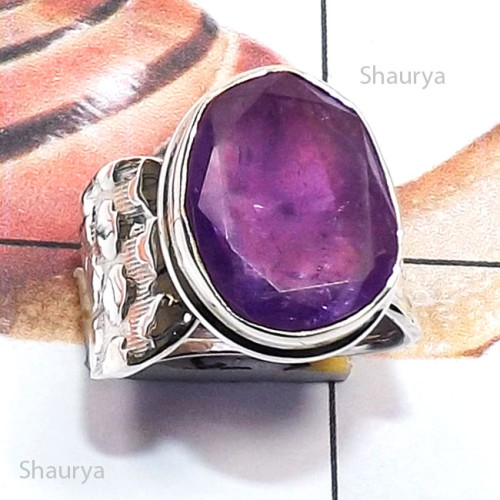 Amethyst Cut D - RSS995-Sterling 925 Silver Semiprecious Gemstone Handmade Fancy