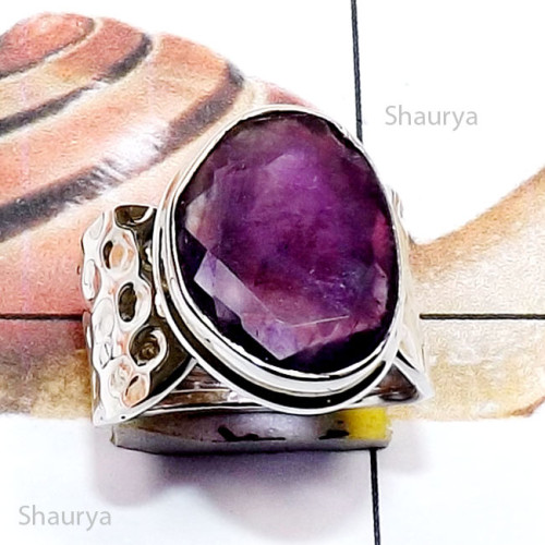 Amethyst Cut E - RSS995-Sterling 925 Silver Semiprecious Gemstone Handmade Fancy