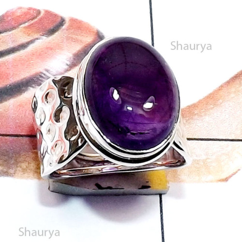 Amethyst Cab F - RSS995-Sterling 925 Silver Semiprecious Gemstone Handmade Fancy