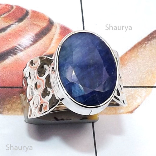 Blue Sapphire Corundum O - RSS995-Sterling 925 Silver Semiprecious Gemstone Handmade Fancy Blue Sapphire Corundum O - RSS995-Sterling 925 Silver Semiprecious Gemstone Handmade Fancy
