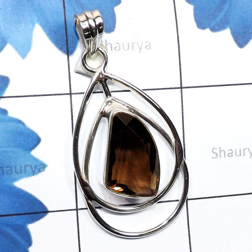 Smokey Cut C - SSP984-925 Sterling Silver Fancy Shape Cut Gemstone Handmade Who