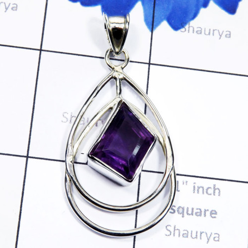 Amethyst Cut E - SSP984-925 Sterling Silver Fancy Shape Cut Gemstone Handmade Who