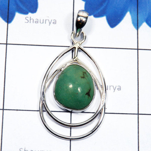 Tibet Turquoise F - SSP984-925 Sterling Silver Fancy Shape Cut Gemstone Handmade Who