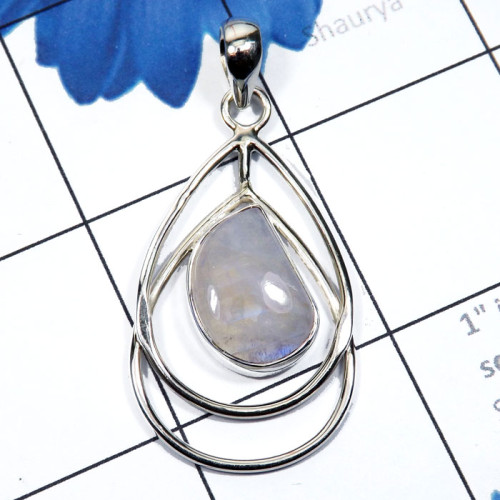 Rainbow Moonstone G - SSP984-925 Sterling Silver Fancy Shape Cut Gemstone Handmade Who