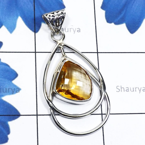 Citrine Cut O - SSP984-925 Sterling Silver Fancy Shape Cut Gemstone Handmade Who