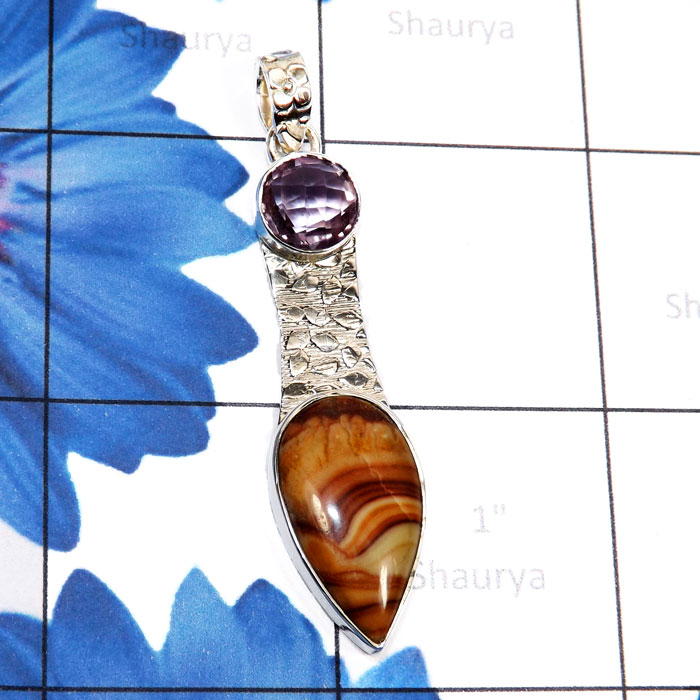 Wave Jasper D - SSP977-Sterling 925 Silver with Genuine Gemstone Handmade New De Wave Jasper D - SSP977-Sterling 925 Silver with Genuine Gemstone Handmade New De