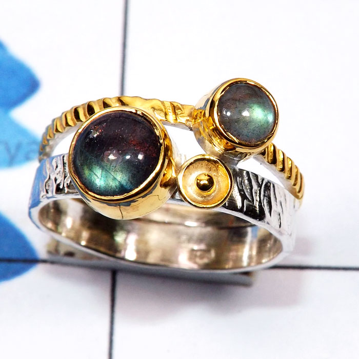 Labradorite Cab C - STR962-Semiprecious Cut n Cab Gemstone 925 Silver Rhodium Plated Labradorite Cab C - STR962-Semiprecious Cut n Cab Gemstone 925 Silver Rhodium Plated