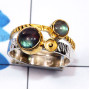 Labradorite Cab C - STR962-Semiprecious Cut n Cab Gemstone 925 Silver Rhodium Plated