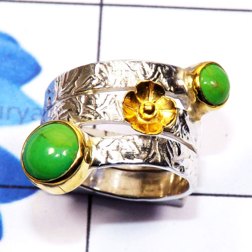 Green Turquoise E - STR960-Genuine Gemstone 925 Silver Gold n Black Rhodium Plated T