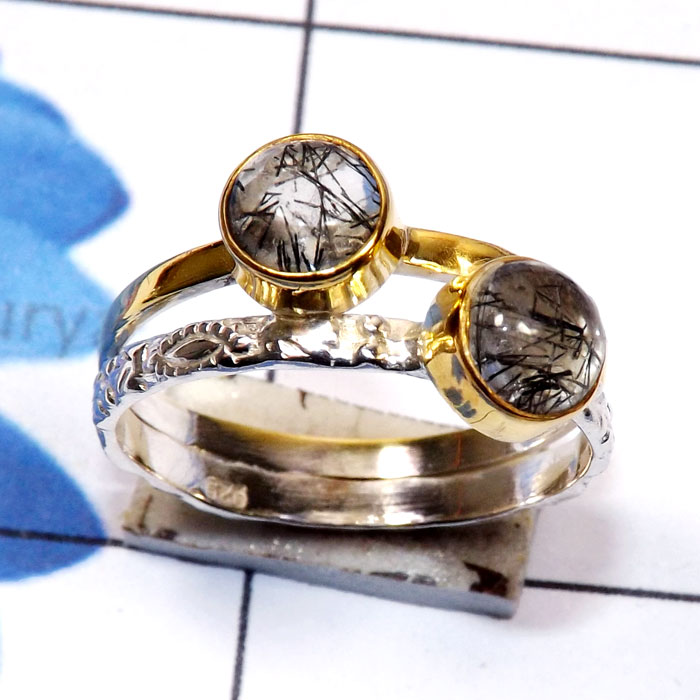 Black Rutile B - STR959-Sterling 925 Silver Rhodium Plated Cut n Cab Gemstone Lig Black Rutile B - STR959-Sterling 925 Silver Rhodium Plated Cut n Cab Gemstone Lig