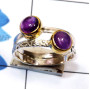 Amethyst Cab C - STR959-Sterling 925 Silver Rhodium Plated Cut n Cab Gemstone Lig