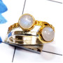 Rainbow Moonstone D - STR959-Sterling 925 Silver Rhodium Plated Cut n Cab Gemstone Lig