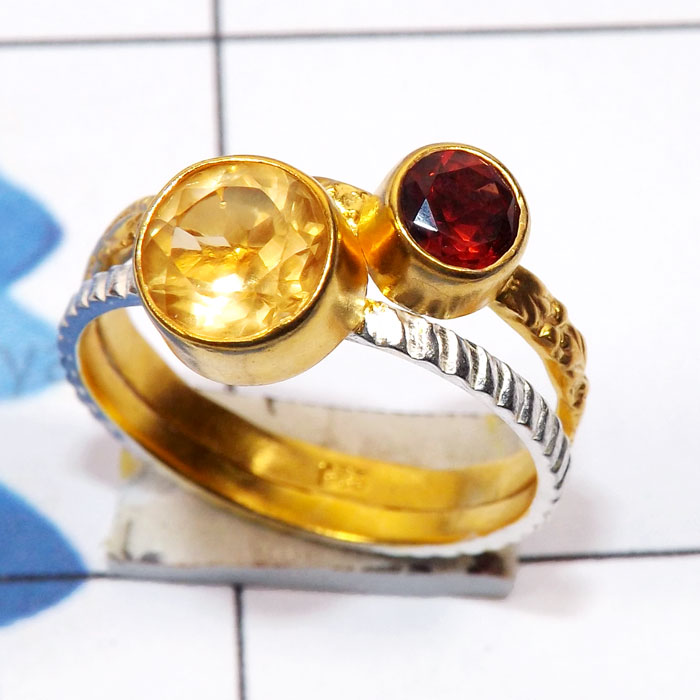 Citrine A - STR957-Semiprecious Cut Gemstone Lightweight Rhodium Plated 925 Citrine A - STR957-Semiprecious Cut Gemstone Lightweight Rhodium Plated 925