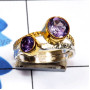 Amethyst Cut B - STR957-Semiprecious Cut Gemstone Lightweight Rhodium Plated 925