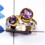 Amethyst Cut D - STR957-Semiprecious Cut Gemstone Lightweight Rhodium Plated 925