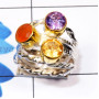 Multi Cut Gemstone B - STR956-Semiprecious Three Gemstone Made in 925 Silver Gold Rhodi