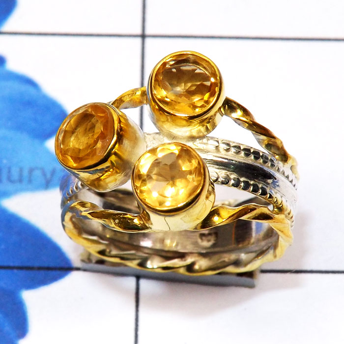 Citrine C - STR956-Semiprecious Three Gemstone Made in 925 Silver Gold Rhodi Citrine C - STR956-Semiprecious Three Gemstone Made in 925 Silver Gold Rhodi