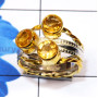 Citrine C - STR956-Semiprecious Three Gemstone Made in 925 Silver Gold Rhodi