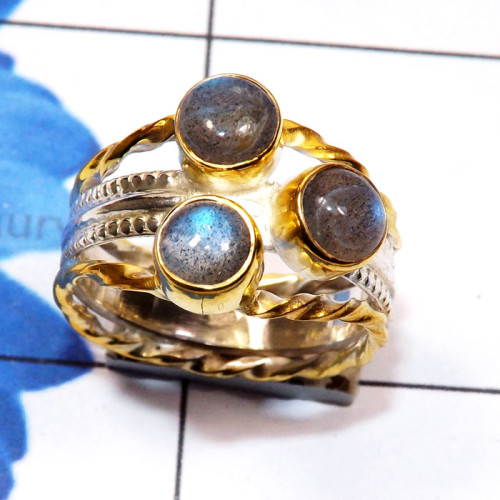 Labradorite Cab D - STR956-Semiprecious Three Gemstone Made in 925 Silver Gold Rhodi Labradorite Cab D - STR956-Semiprecious Three Gemstone Made in 925 Silver Gold Rhodi