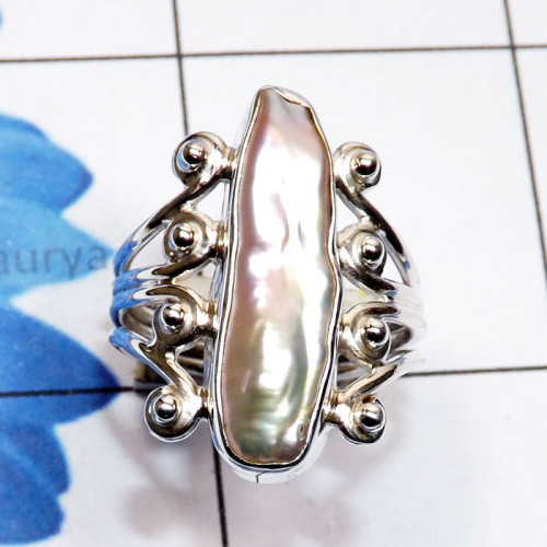 Biwa pearl A - SDR802-925 Silver Manufacturer Biwa Pearl Handmade Designer Ring